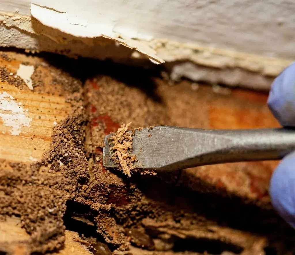 A home and its termite activity in Frederick being checked over